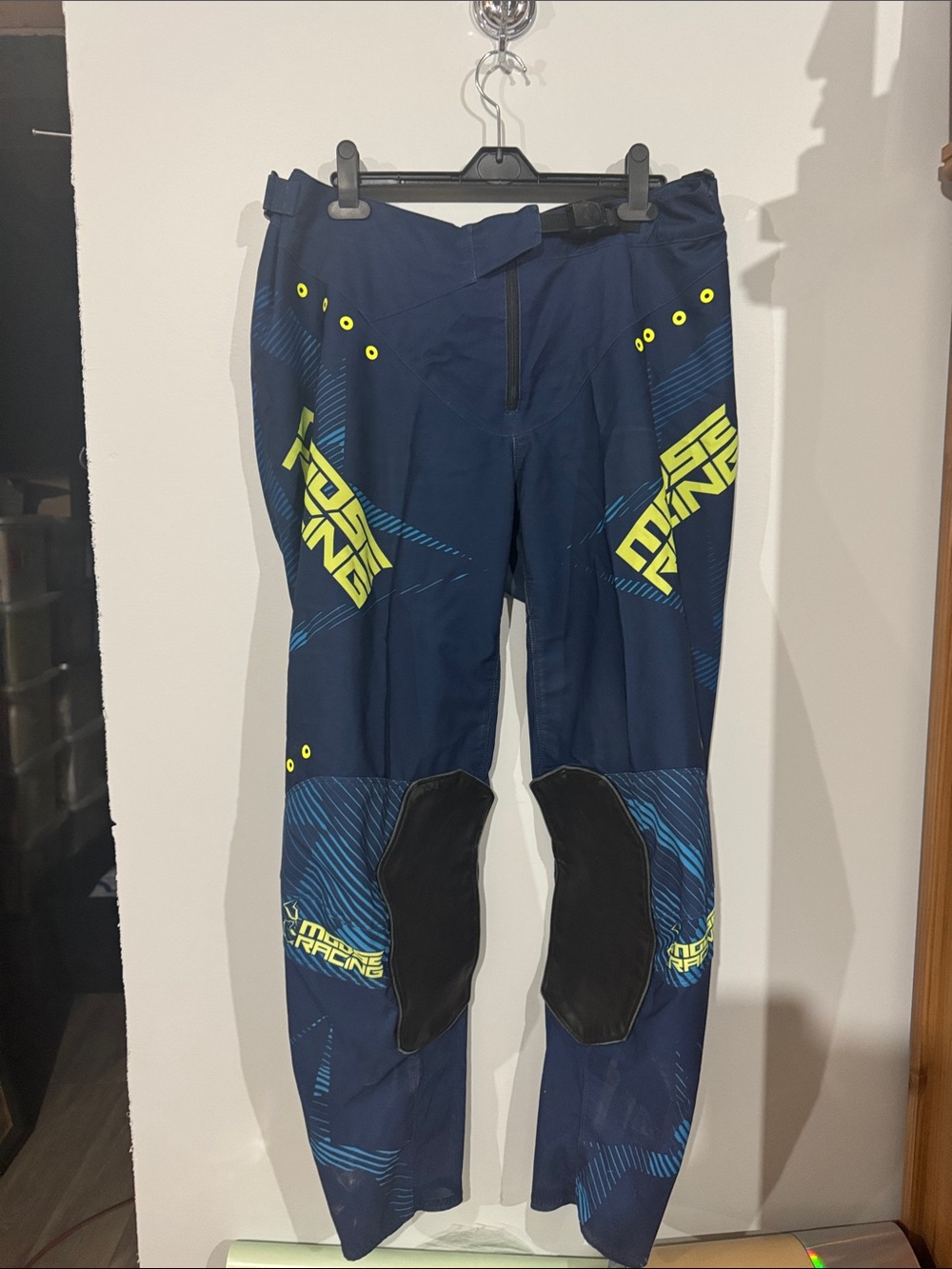 Men's Moose Racing Blue Racing Pants with Neon Yellow Accents